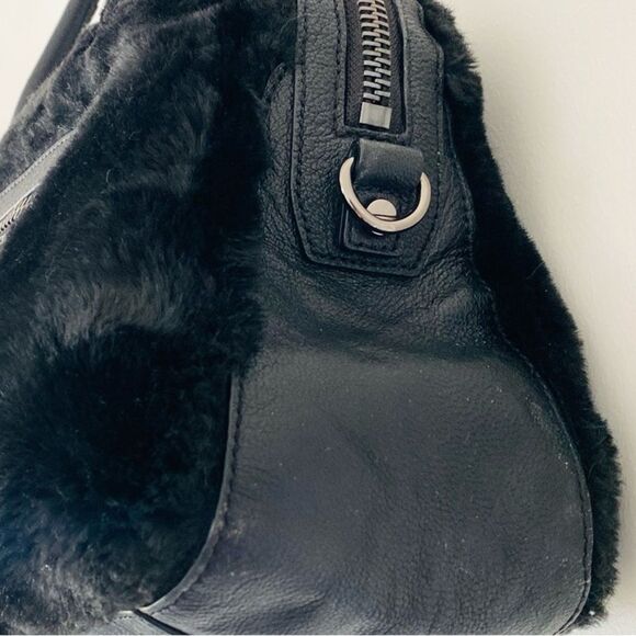 Milly Black on Black Faux Fur Soft Plush Handbag Goth Street contemporary - Picture 3 of 12